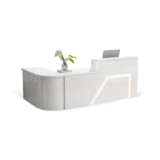 Furnavo Modern Arc Reception Desk – Curved Front Counter for Offices, Stores & Supermarkets