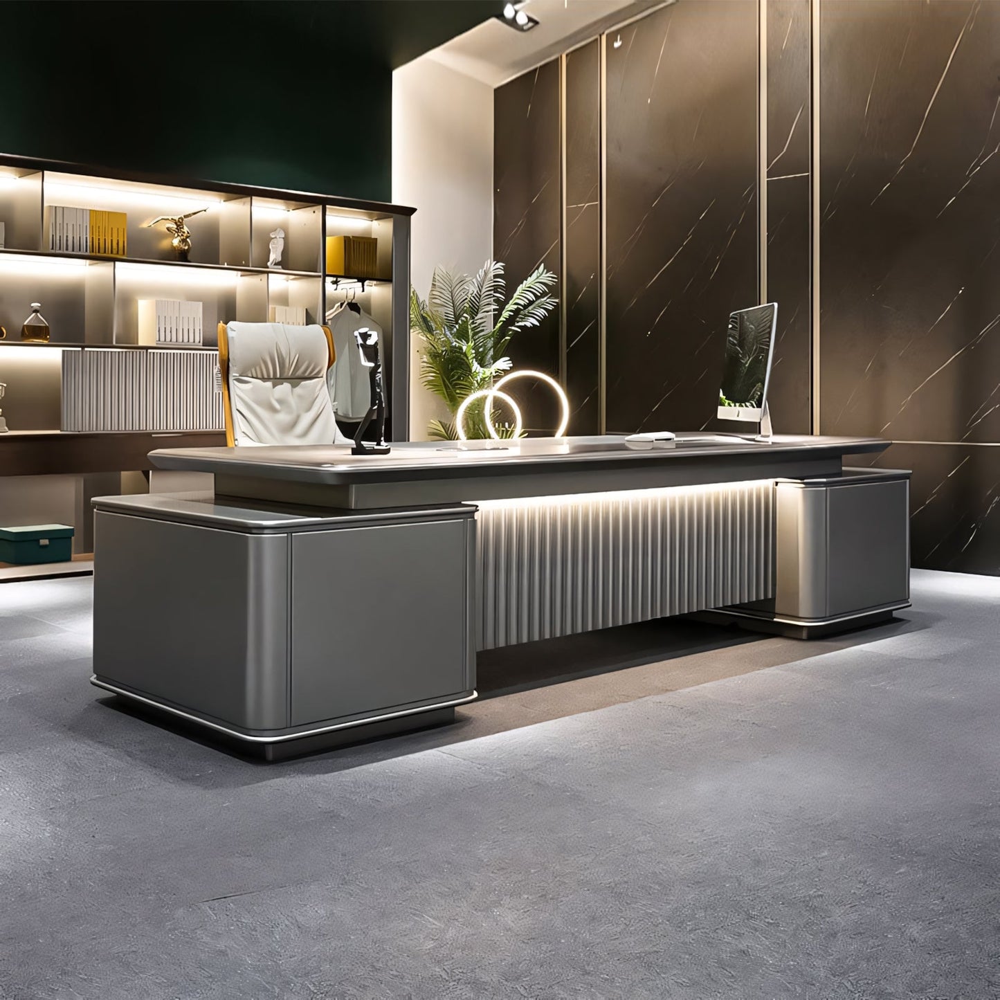 Furnavo Lacquered Chairman President Desk – Refined Modern Office Workstation