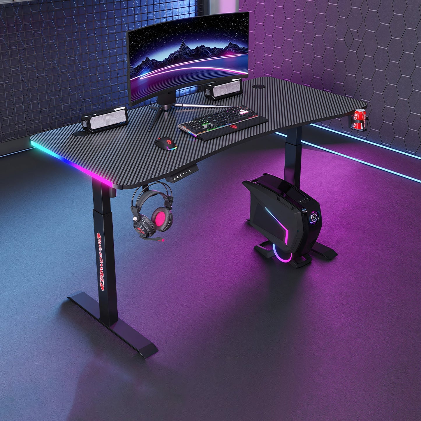 Furnavo RGB Electric Height Adjustable Table for Office or Gaming