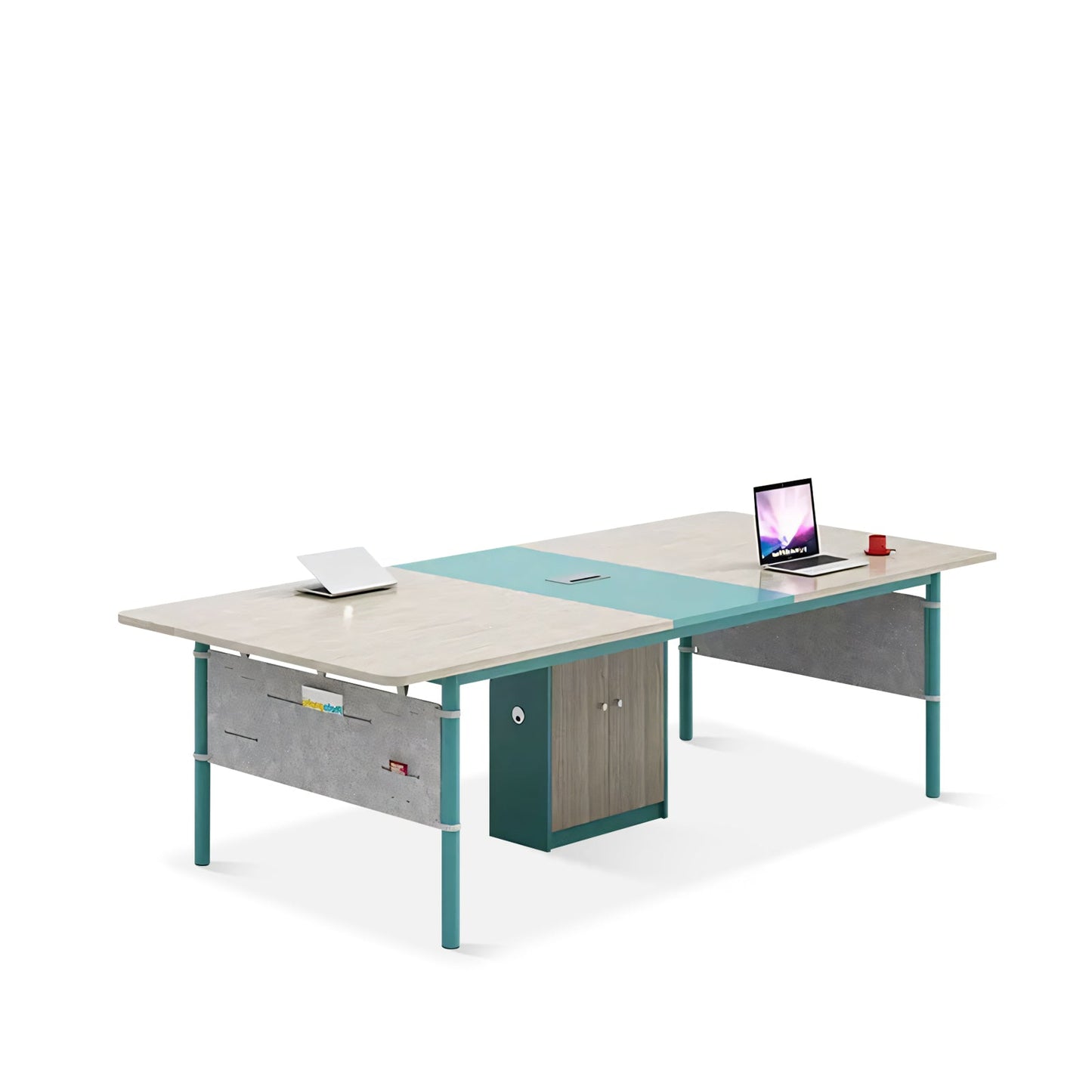 Furnavo Color-Blocking Conference Table – Modern Meeting Desk & Chair Set