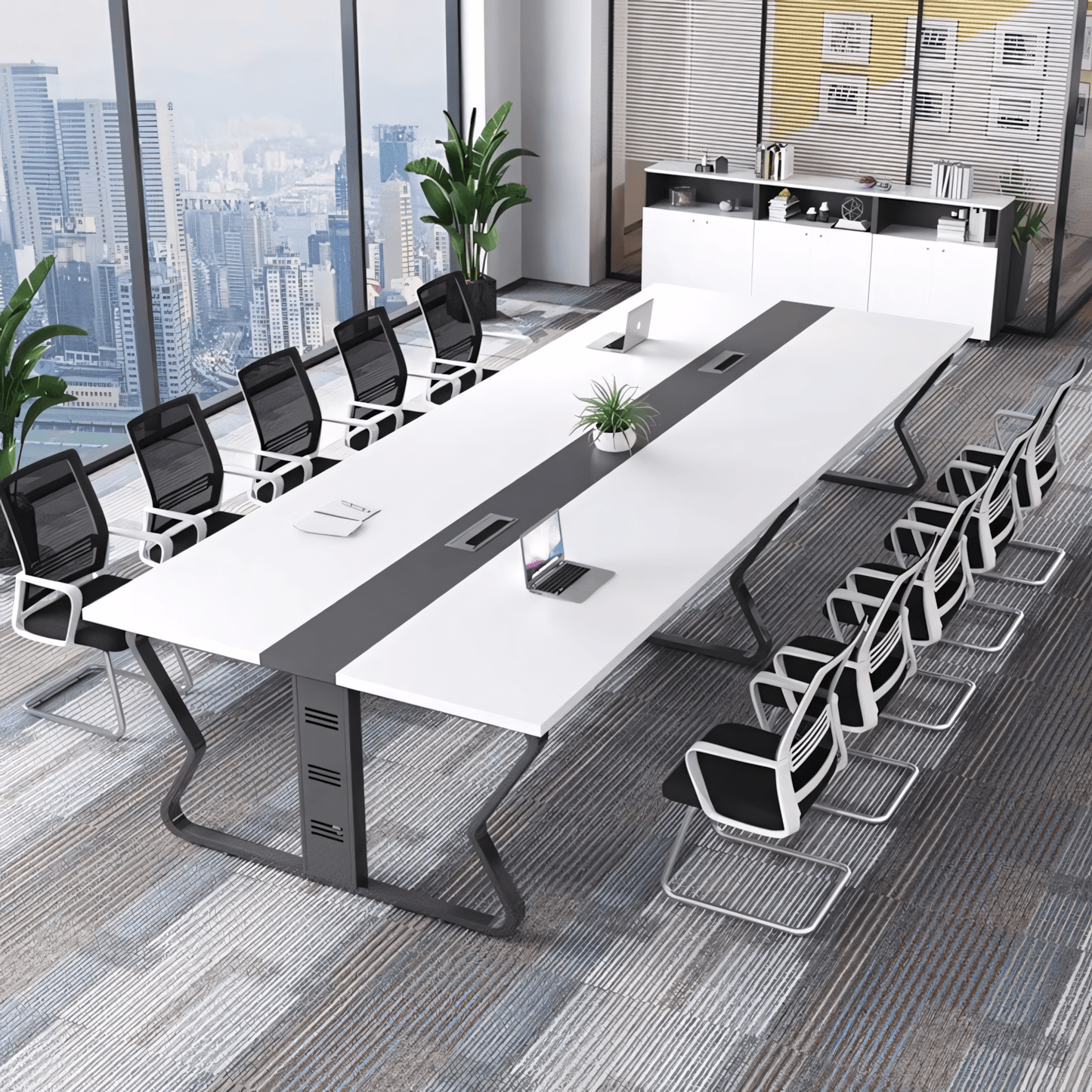 Furnavo Simple Training Conference Table & Chairs – Reception Office Desk Set