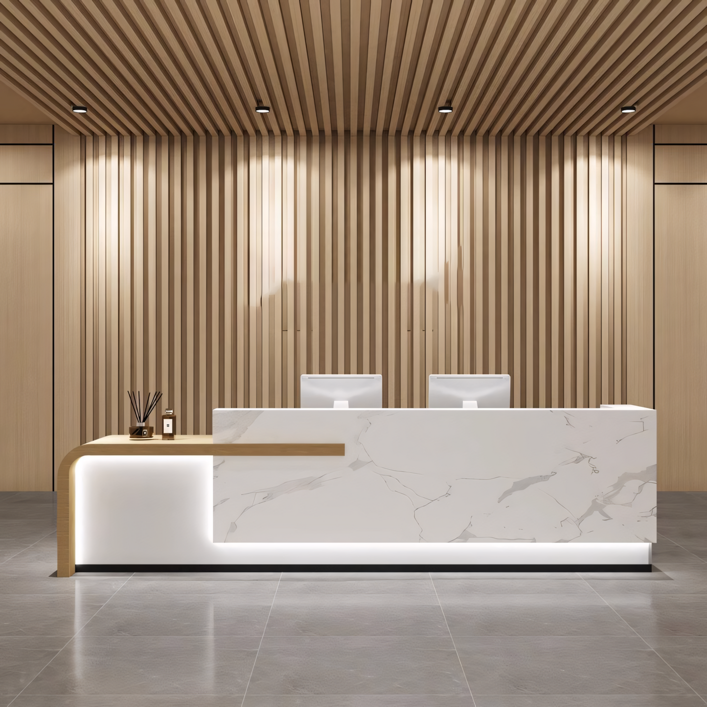 Furnavo Lacquered Stylish Office Salon Store Reception Desk