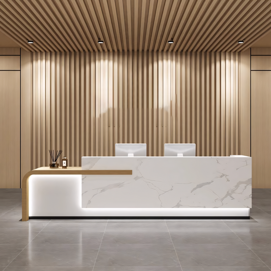 Furnavo Lacquered Stylish Office Salon Store Reception Desk