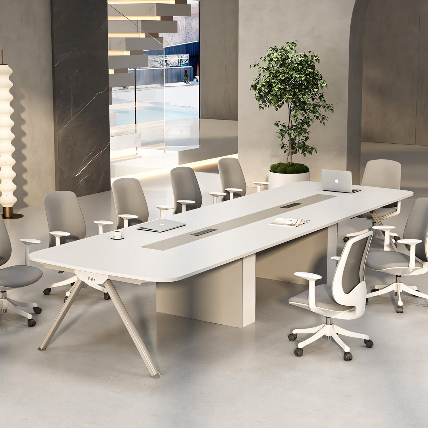 Furnavo Simple Conference Table & Chairs – Modern Meeting Set