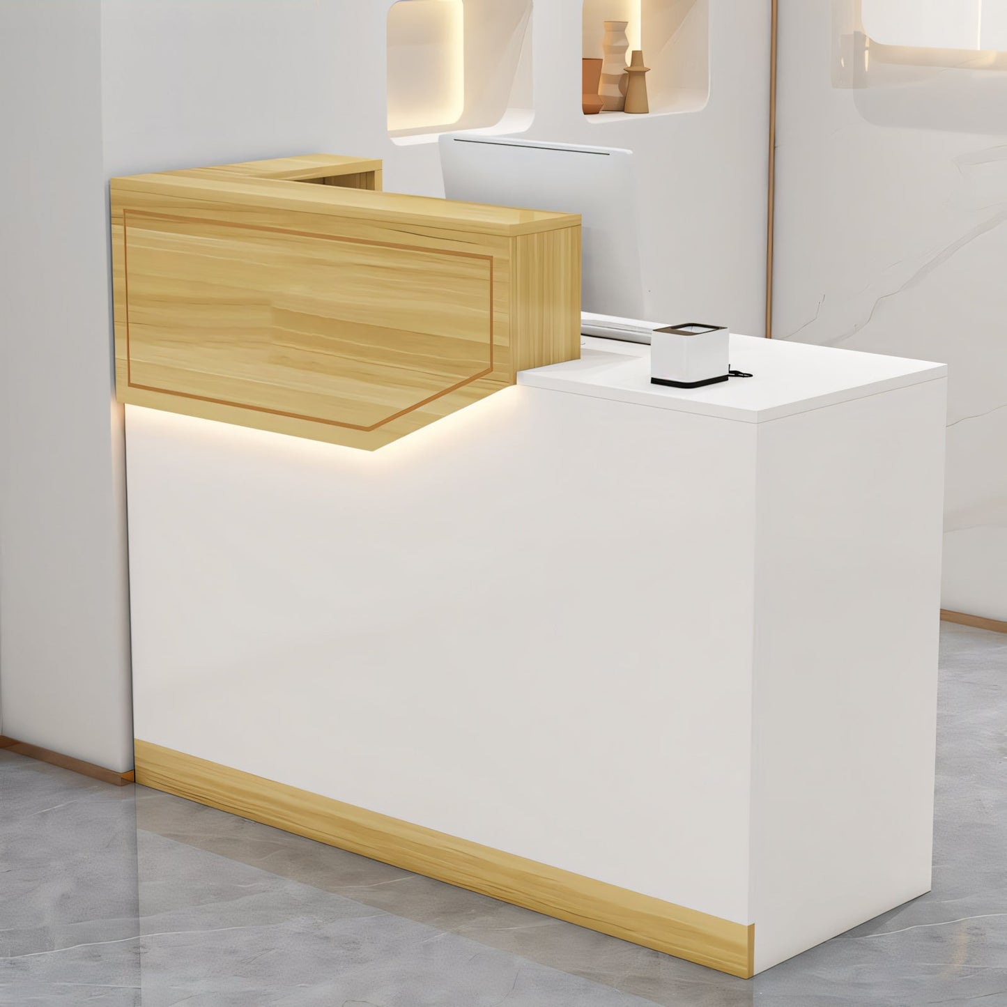 Furnavo Simple Reception Desk – Compact Checkout Counter for Salons, Stores & Restaurants