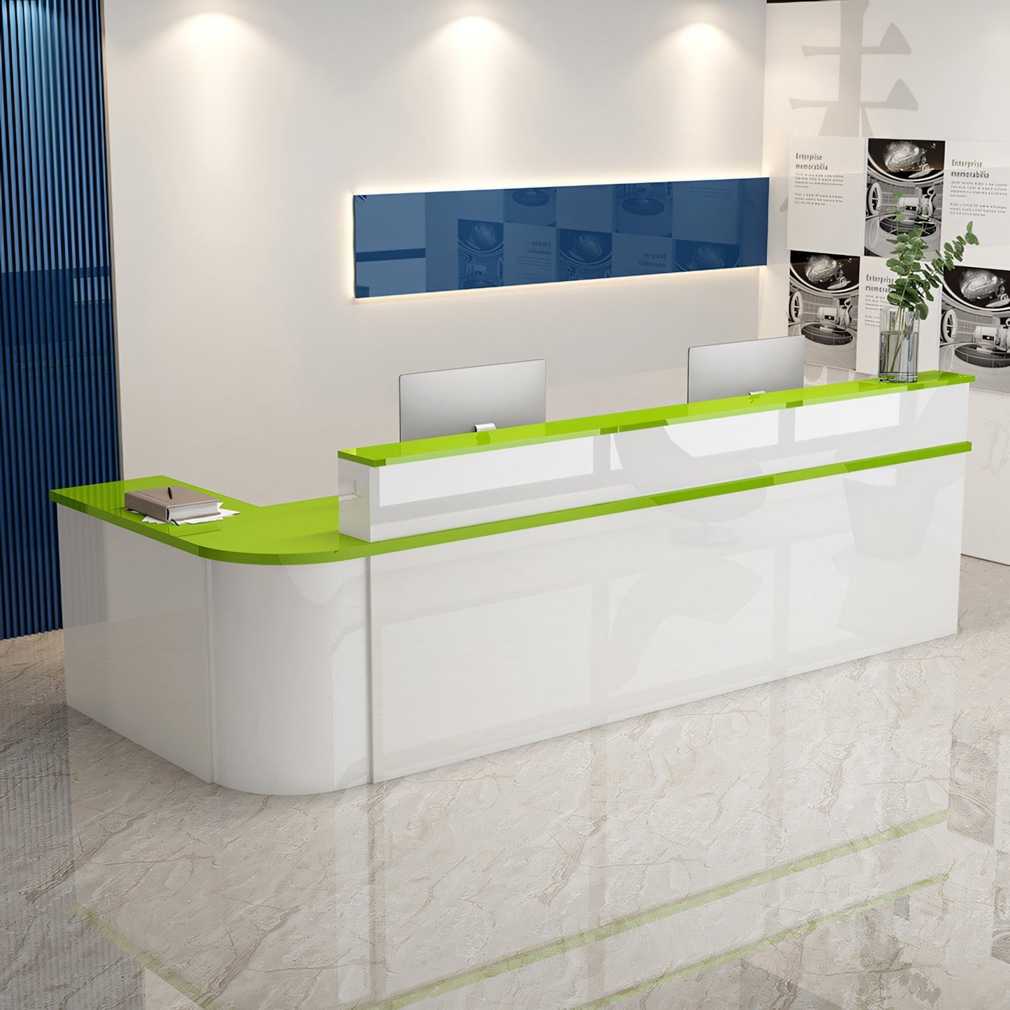 Furnavo Lacquered Minimalist Reception Desk – Modern Checkout Counter for Stores, Salons & Bars