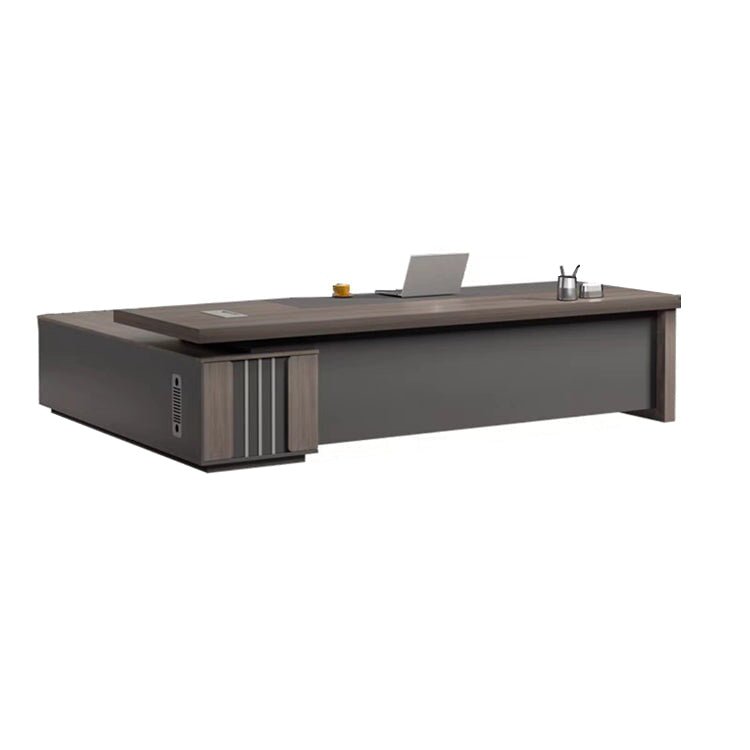 Furnavo Minimalist Executive Office Desk – Workstation with Dual Cabinets