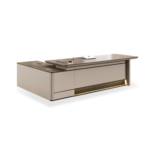 Furnavo Modern Executive Boss Desk – Office Workstation with Side Cabinet