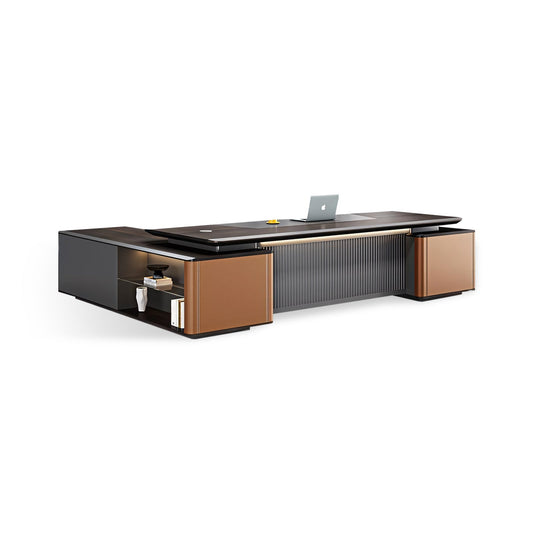Furnavo L-Shaped Executive Office Desk – Refined Workstation with LED Strip