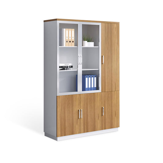 Furnavo Stylish Office Storage Wooden Cabinet With Doors – Large Capacity Office Storage