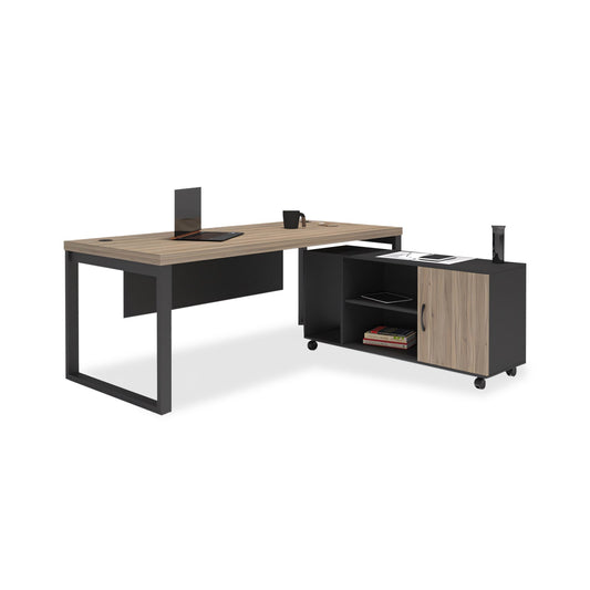 Furnavo Modern Executive Office Desk with Side Cabinet
