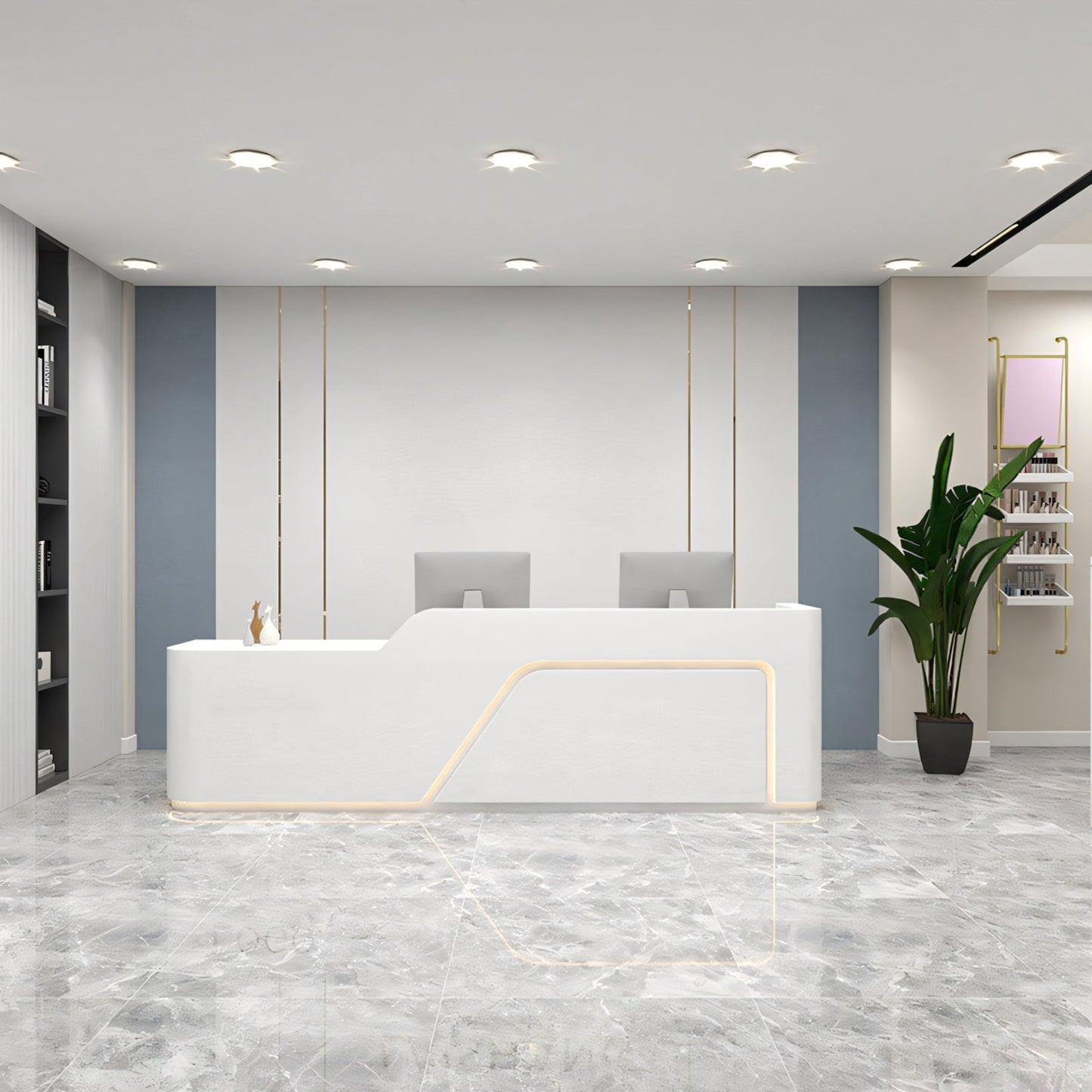 Furnavo Sleek Lacquered Salon Corporate Store Reception Desk