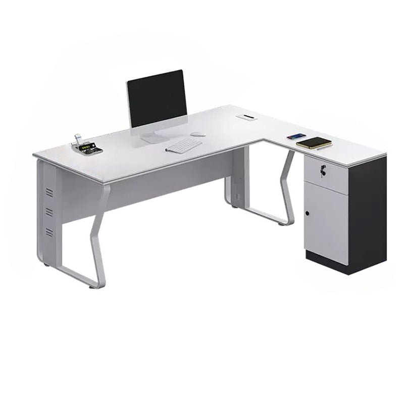 Furnavo Minimalist Executive Desk – Office Workstation with Side Cabinet