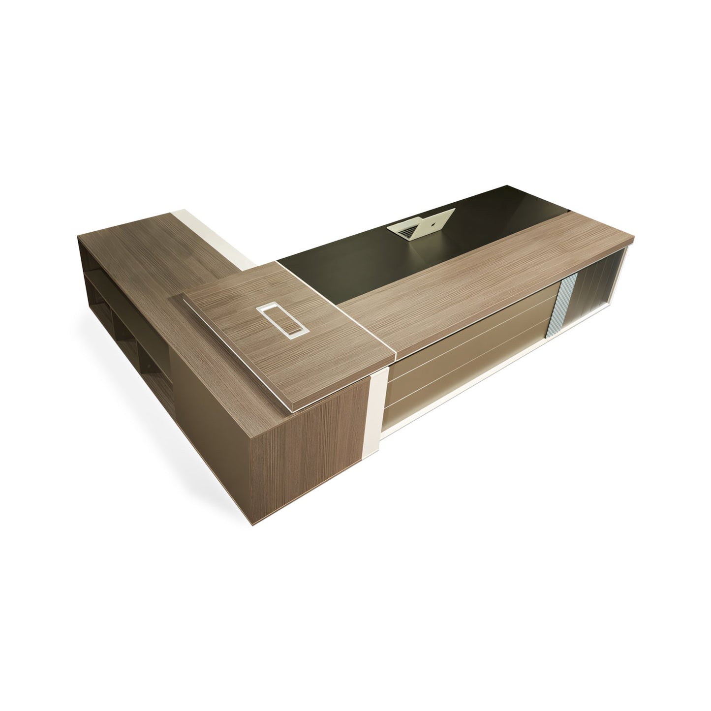 Furnavo Modern Executive Desk – Office Workstation with Side Cabinet