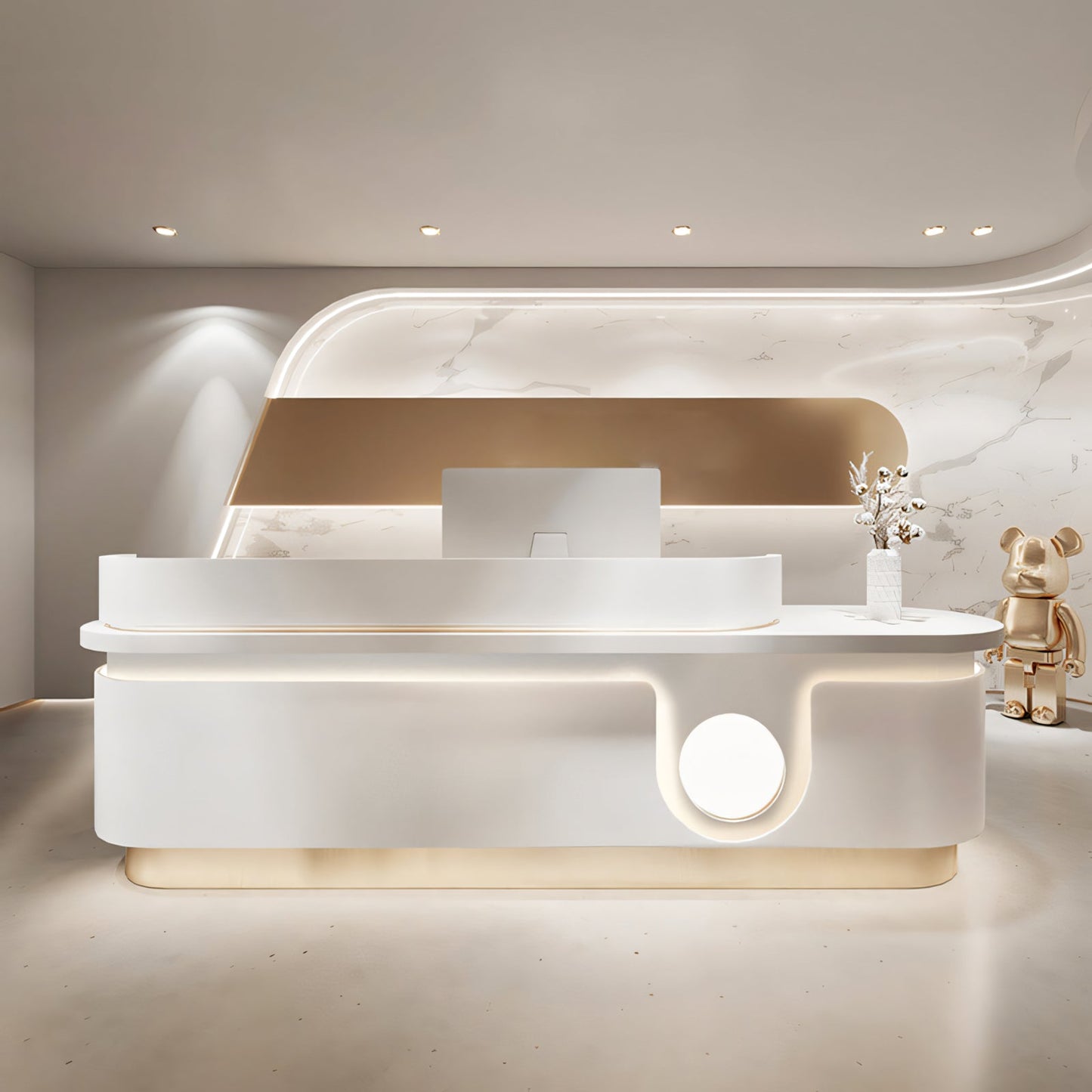 Furnavo Light Luxury Marble Stores Checkout Counter Reception Desk