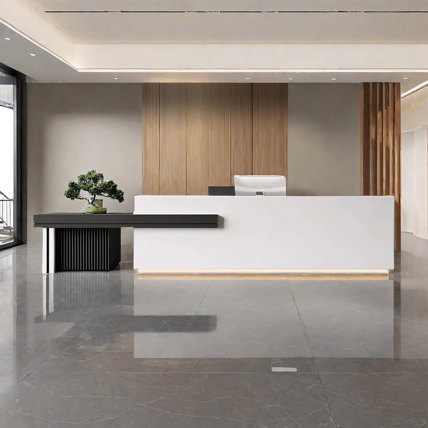 Furnavo Luxurious Reception Desk With Large Storage Space