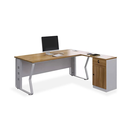 Furnavo Minimalist Executive Desk – Office Workstation with Side Cabinet