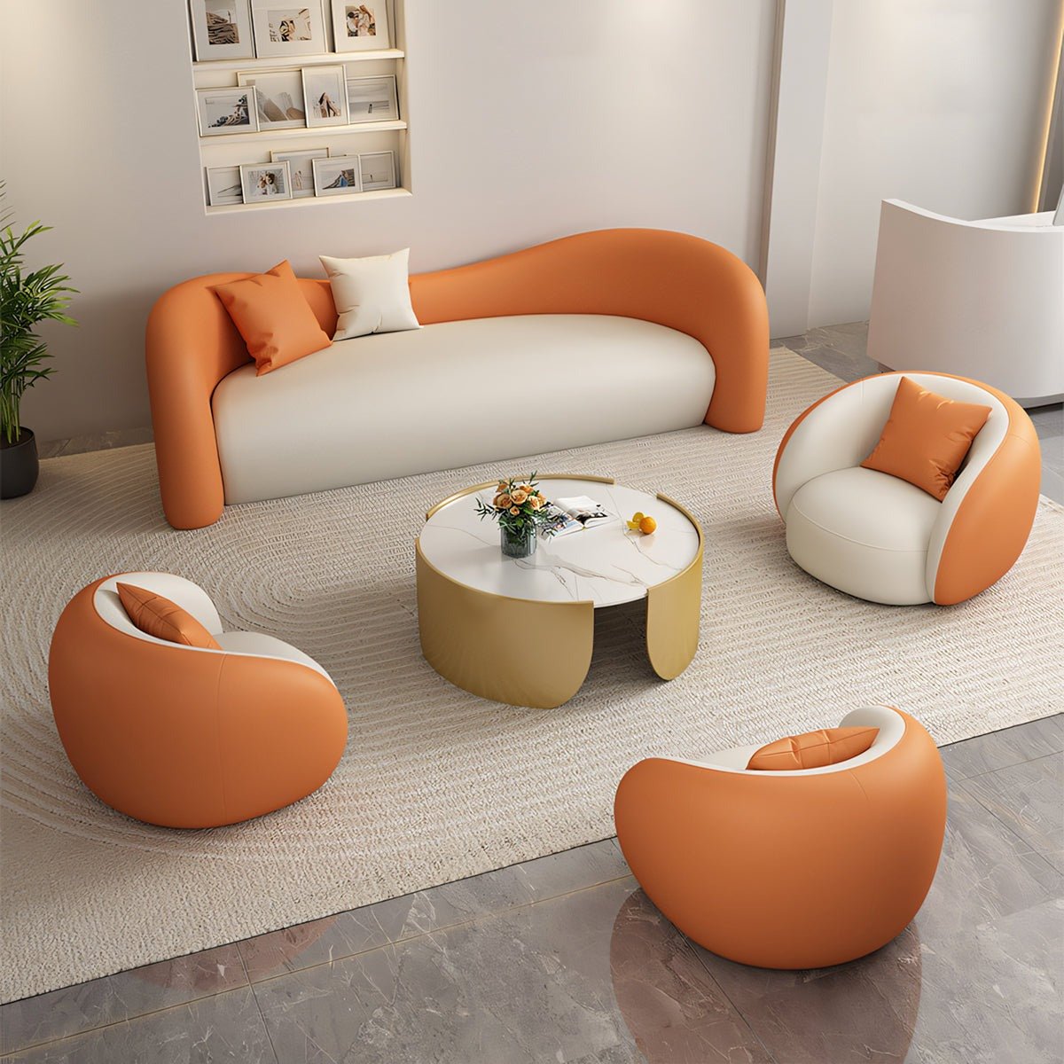 Furnavo Curved Lounge Sofa Set for Reception Areas
