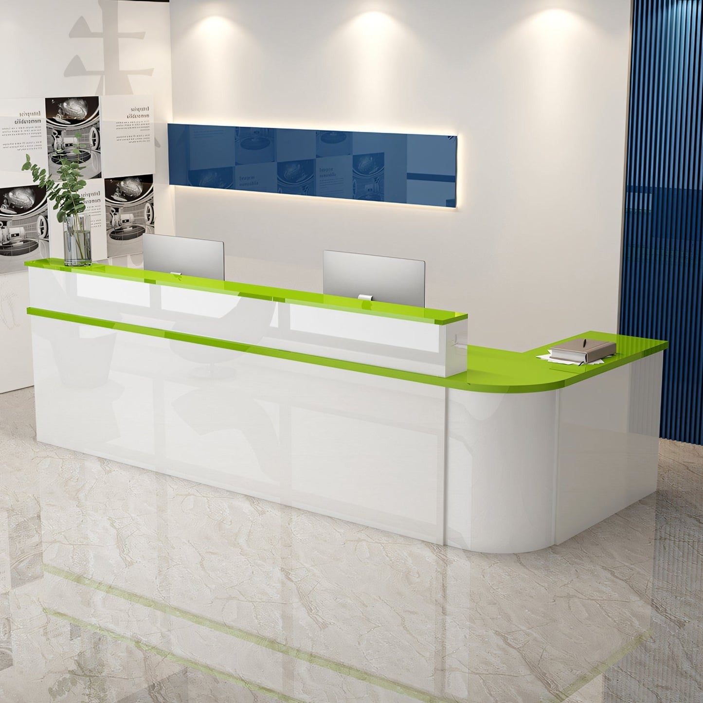 Furnavo Lacquered Minimalist Reception Desk – Modern Checkout Counter for Stores, Salons & Bars