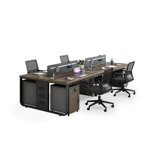 Furnavo Office Desk and Chair Set – 4-Person Staff Workstation for Modern Offices
