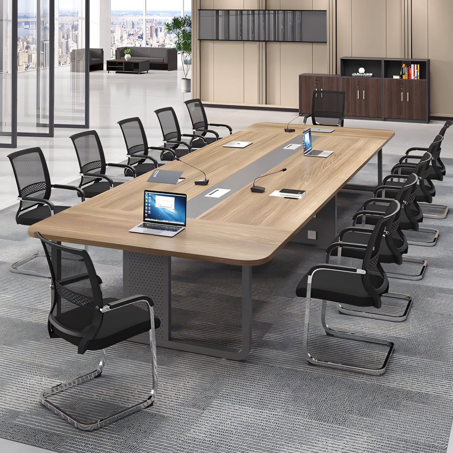 Furnavo Sleek Minimalist Conference Table – Modern Meeting Desk for Office Spaces