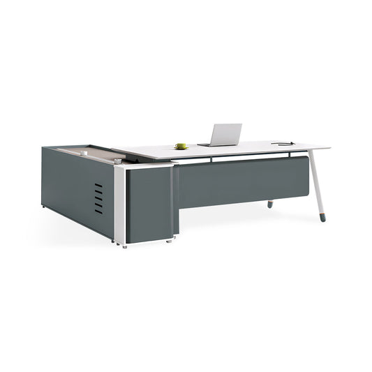 Furnavo Executive Office Desk – Large Storage Capacity with Sideboards
