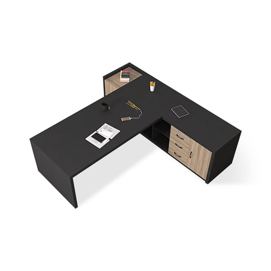 Furnavo Black Executive Presidential Desk – Modern Customizable Workstation