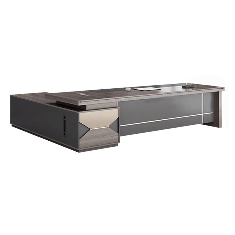 Furnavo Modern Executive Desk – Workstation with Dual Side Cabinets
