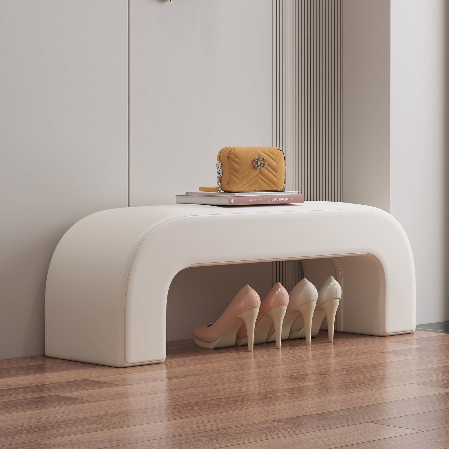 Furnavo Armless Leather Square Bench Sofa