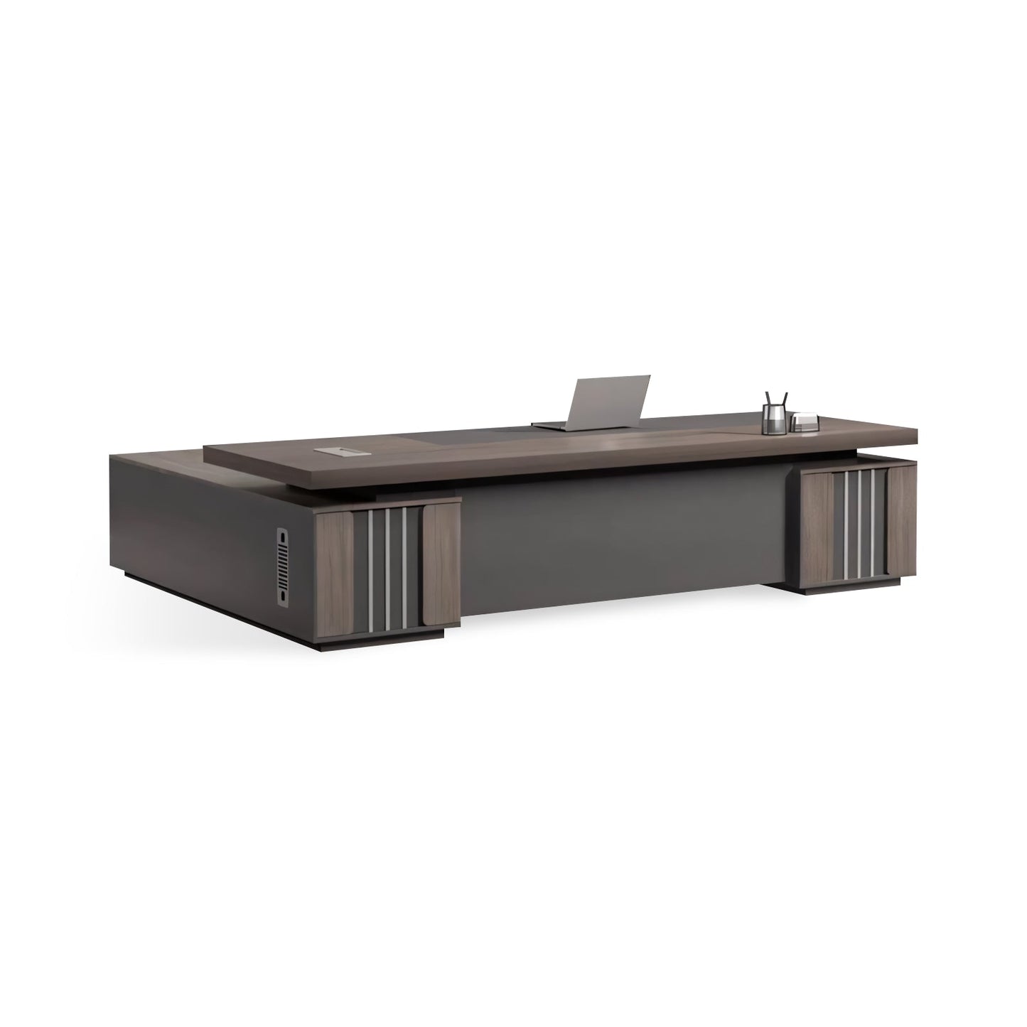 Furnavo Minimalist Executive Office Desk – Workstation with Dual Cabinets