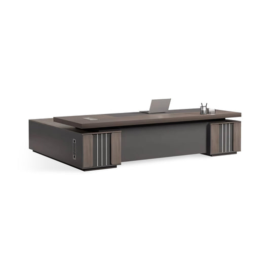 Furnavo Minimalist Executive Office Desk – Workstation with Dual Cabinets