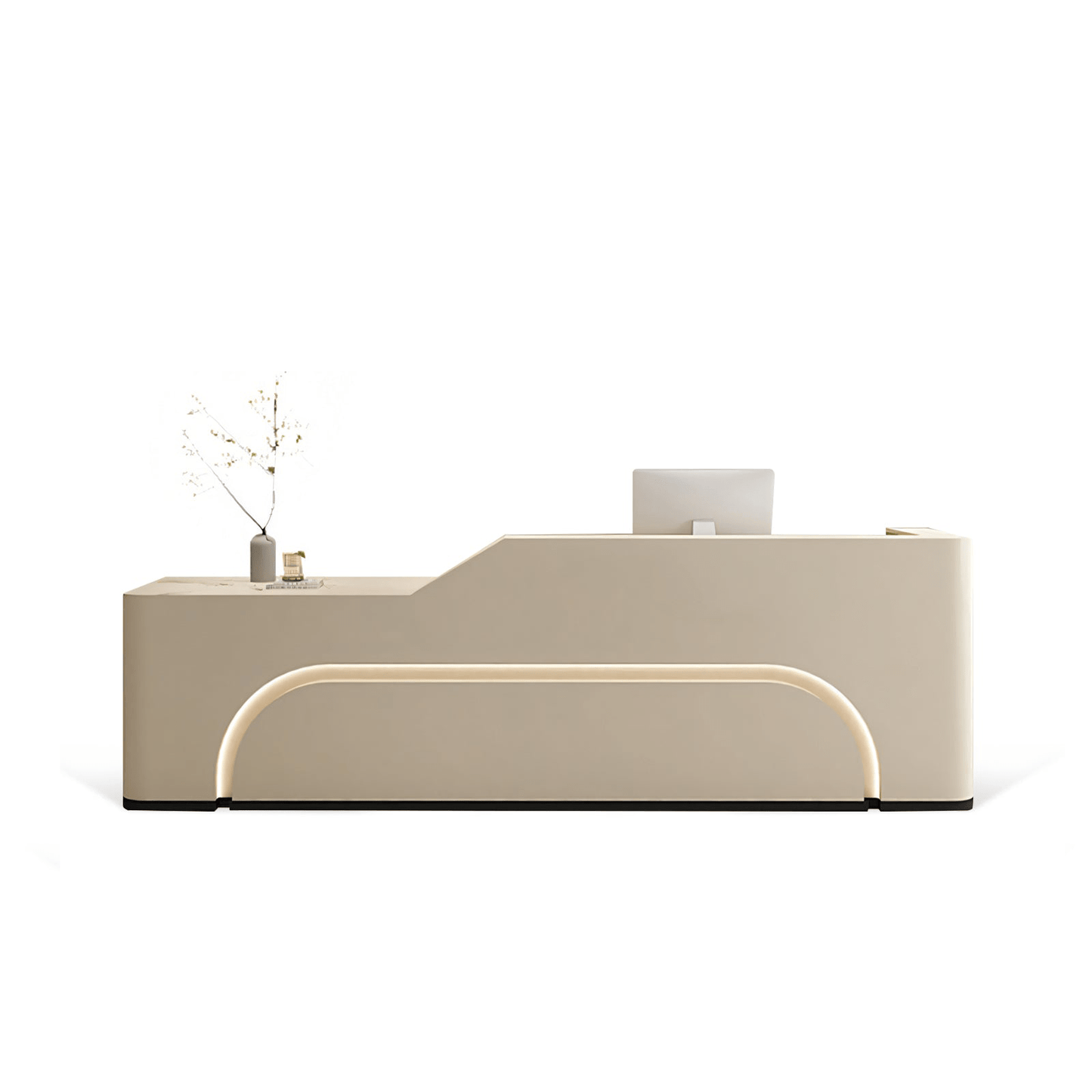 Furnavo Fully Assembled Curved LED Reception Desk for Salon Spaces