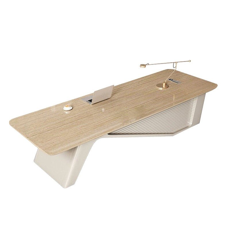 Furnavo Natural Color Office Desk – Workstation with Side Cabinet