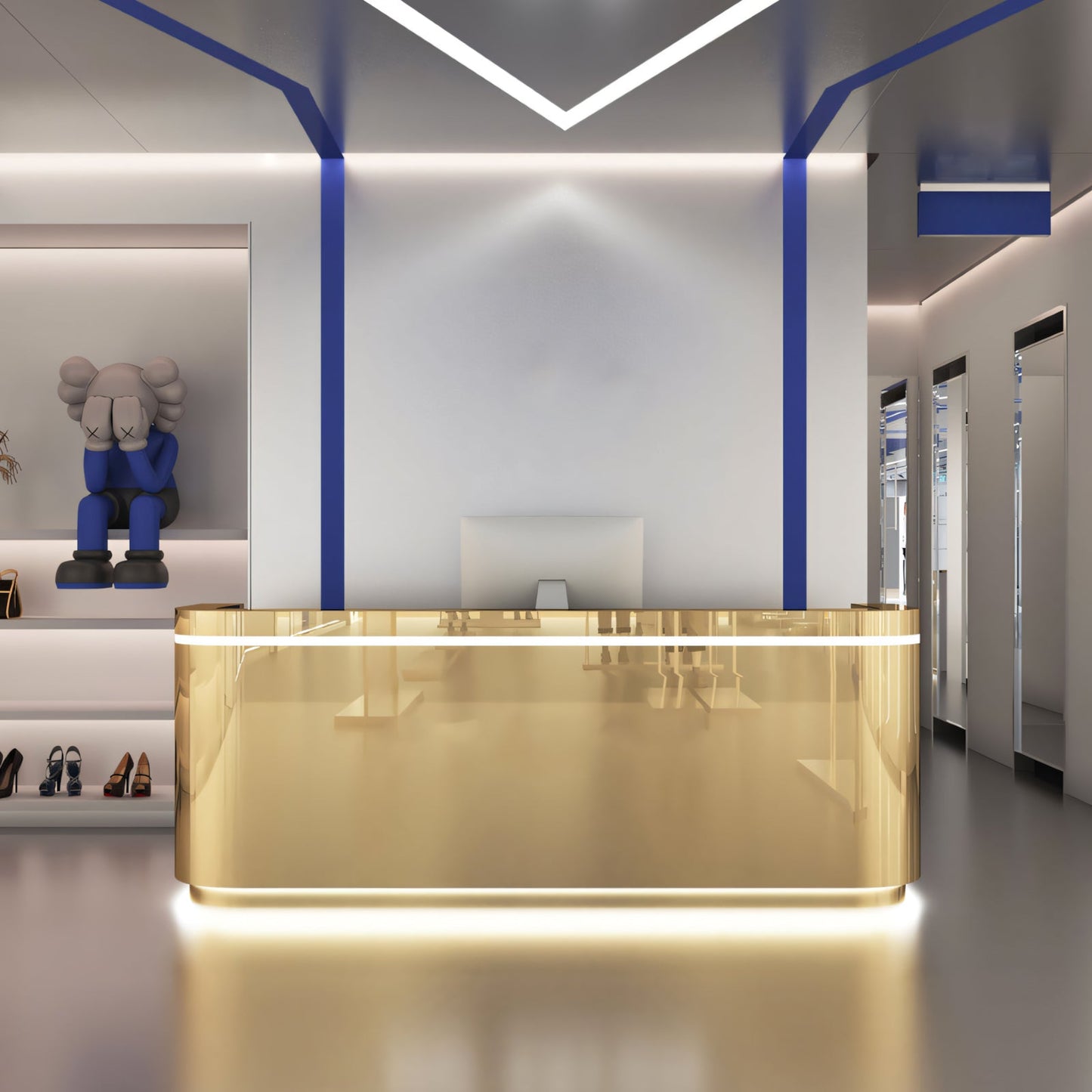 Furnavo Fully Assembled Stainless Steel Reception Desk