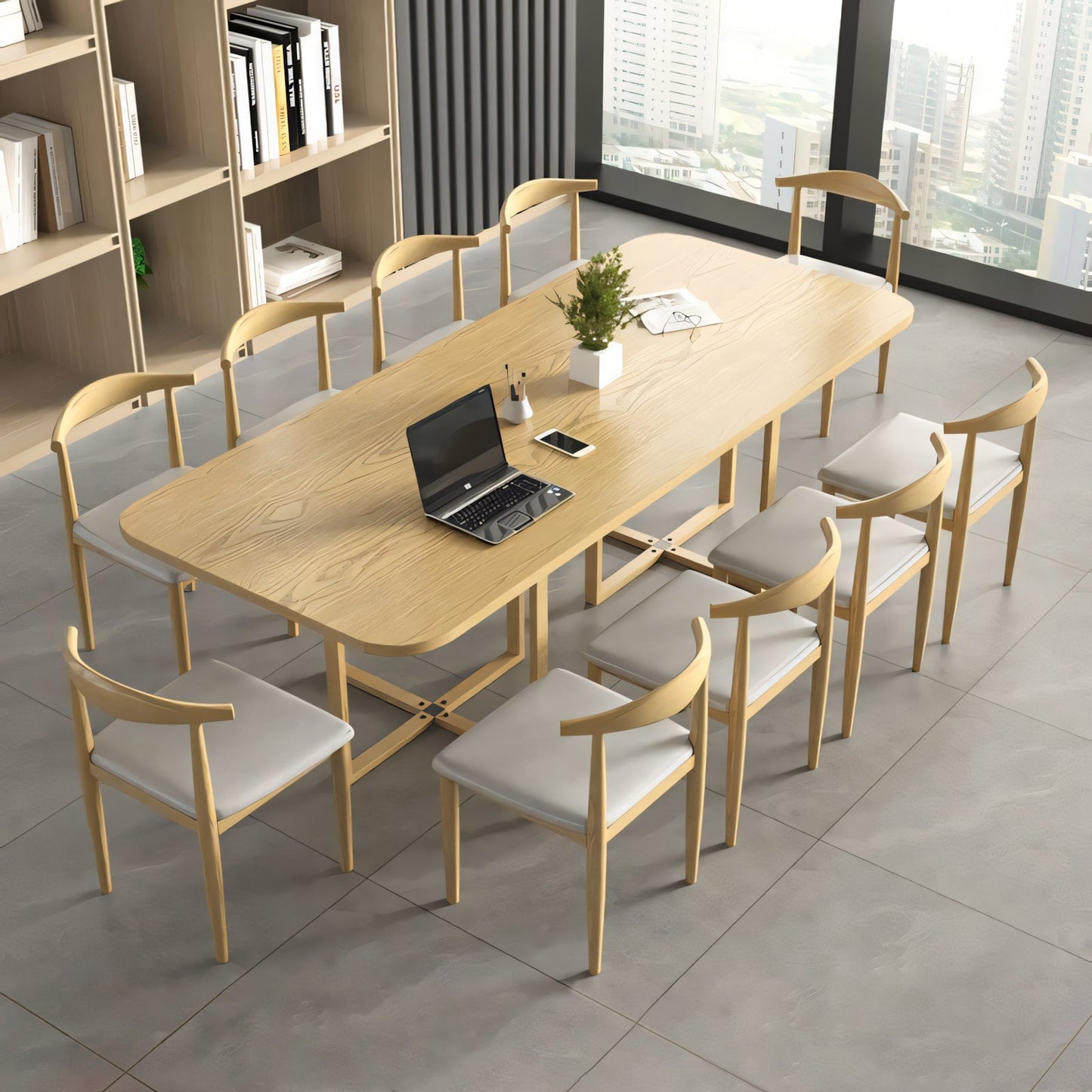 Furnavo Classic Conference Desk Set – Elegant Meeting Table for Offices & Reading Rooms