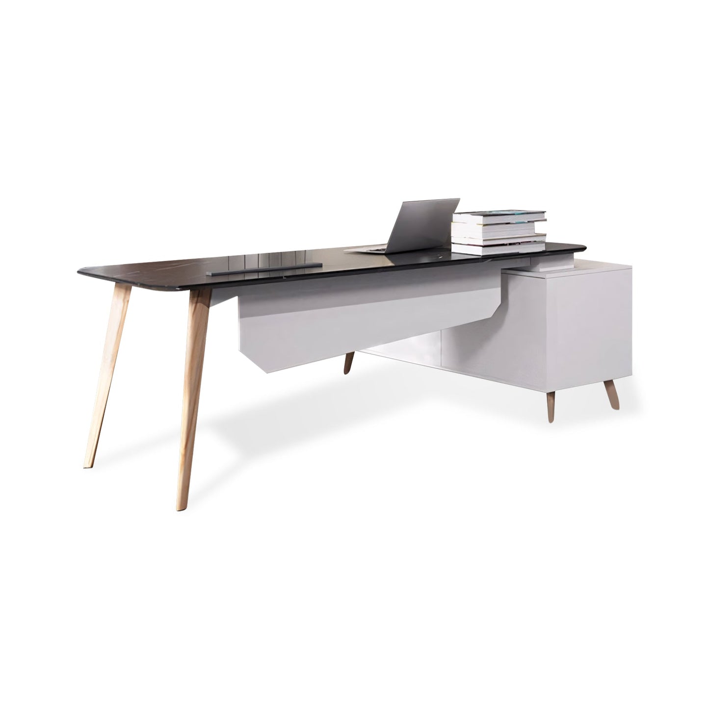 Furnavo Executive Office Desk – Customizable Work Desk with Side Cabinet