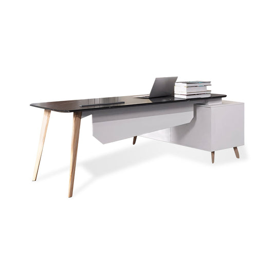 Furnavo Executive Office Desk – Customizable Work Desk with Side Cabinet