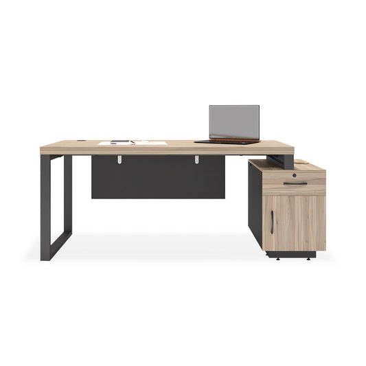 Furnavo Modern Executive Desk – Side Cabinet Storage with Single Pedestal