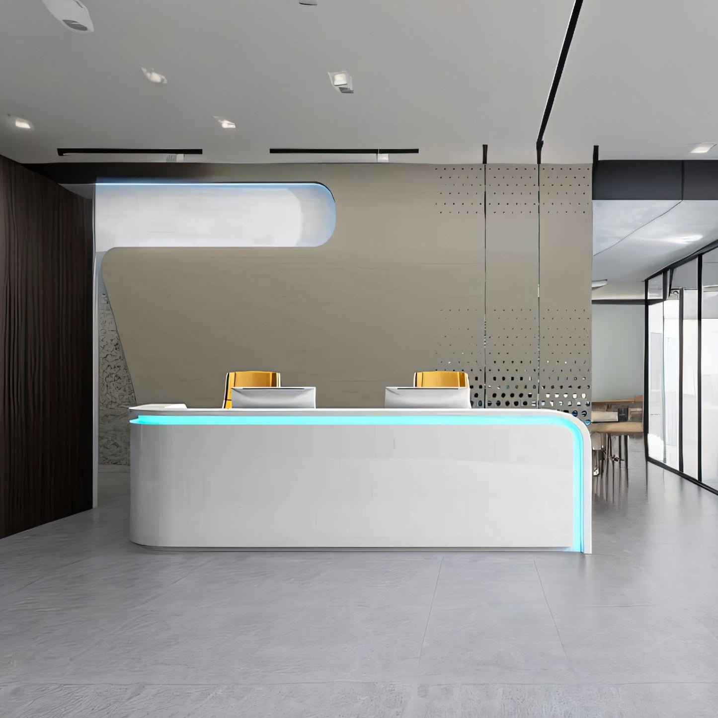 Furnavo Office White Lacquered Curved Reception Desk