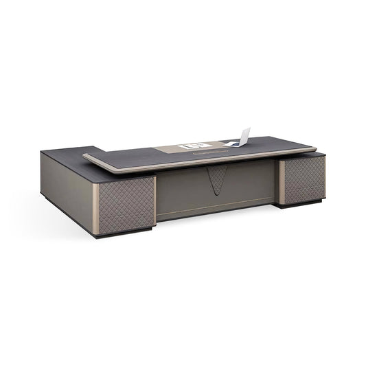 Furnavo Gray Executive Desk – Refined Presidential Office Workstation