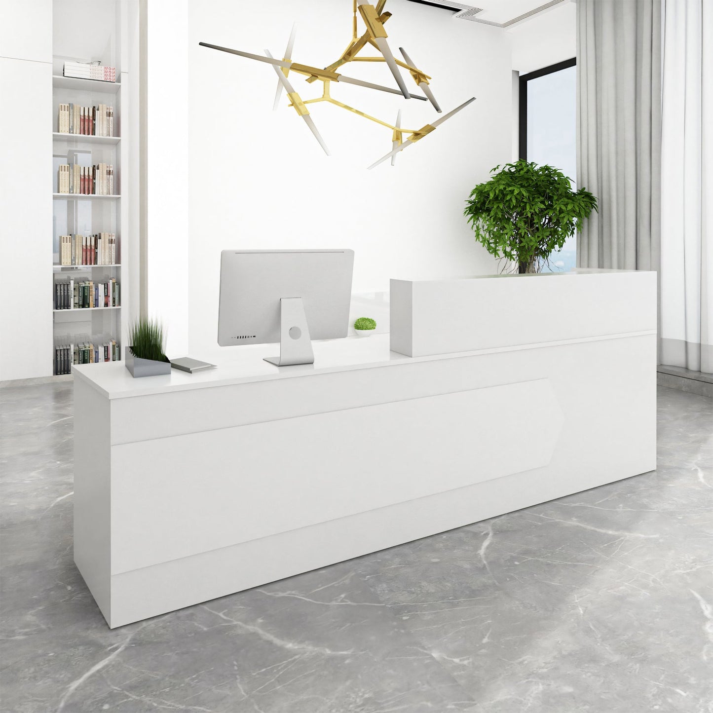 Furnavo Reception Desk Cashier Counter for Office and Beauty Salons