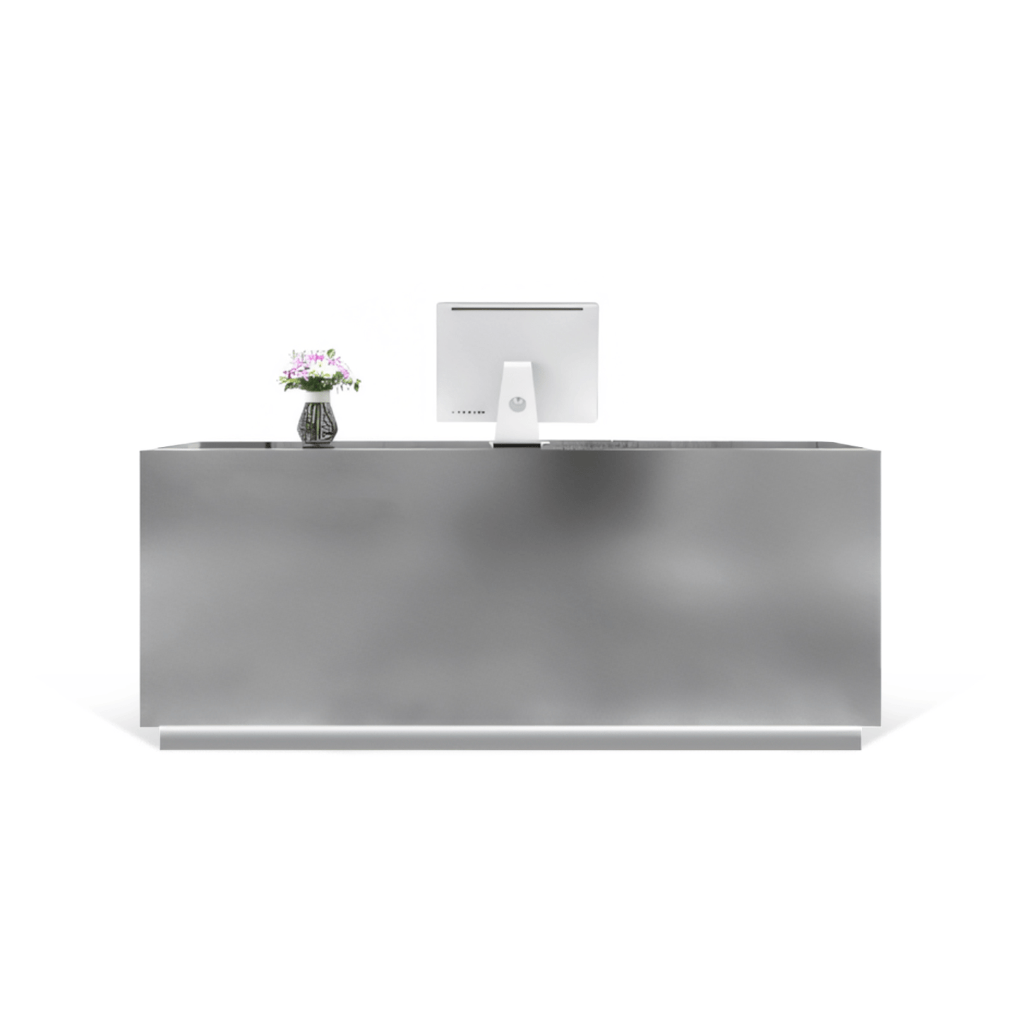 Furnavo Stainless Steel Reception Desk – Modern Checkout Counter for Salons & Retail Stores