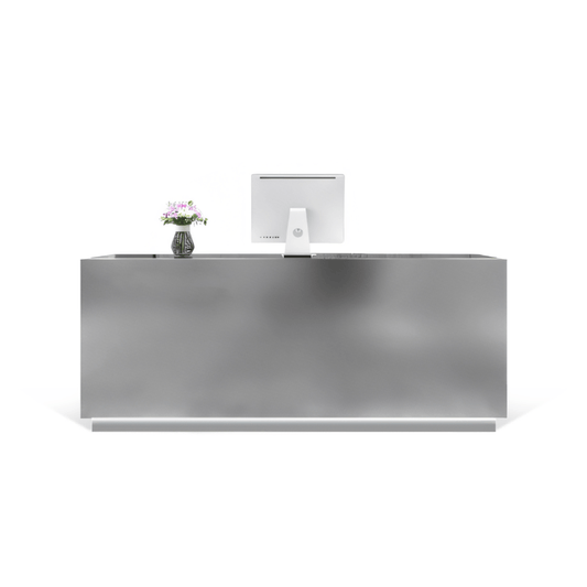 Furnavo Stainless Steel Reception Desk – Modern Checkout Counter for Salons & Retail Stores