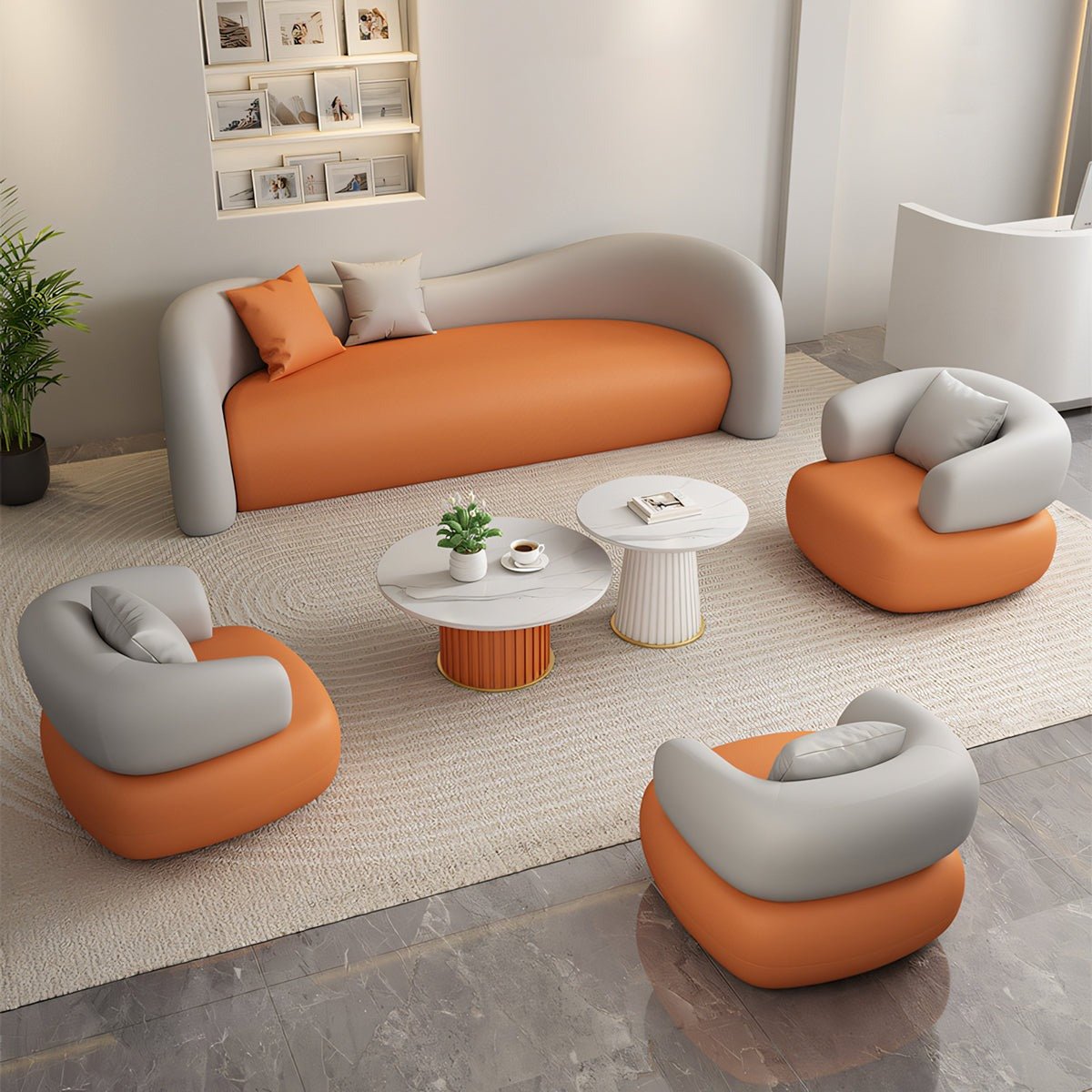 Furnavo Curved Lounge Sofa Set for Reception Areas
