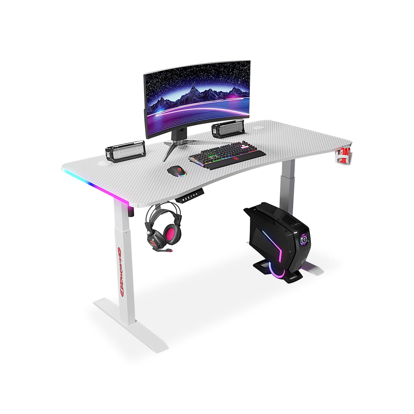 Furnavo RGB Electric Height Adjustable Table for Office or Gaming