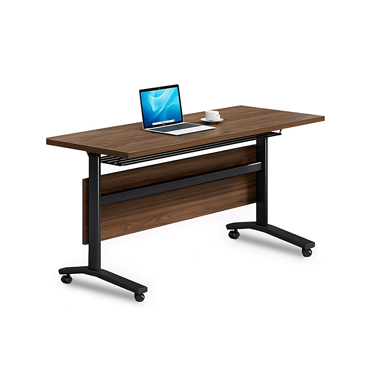 Furnavo Foldable Conference & Training Table with Wheels – Flip-Top Mobile Office Desk