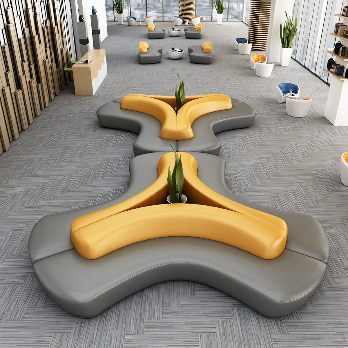 Furnavo Creative Modular Reception Sofa for Office Spaces
