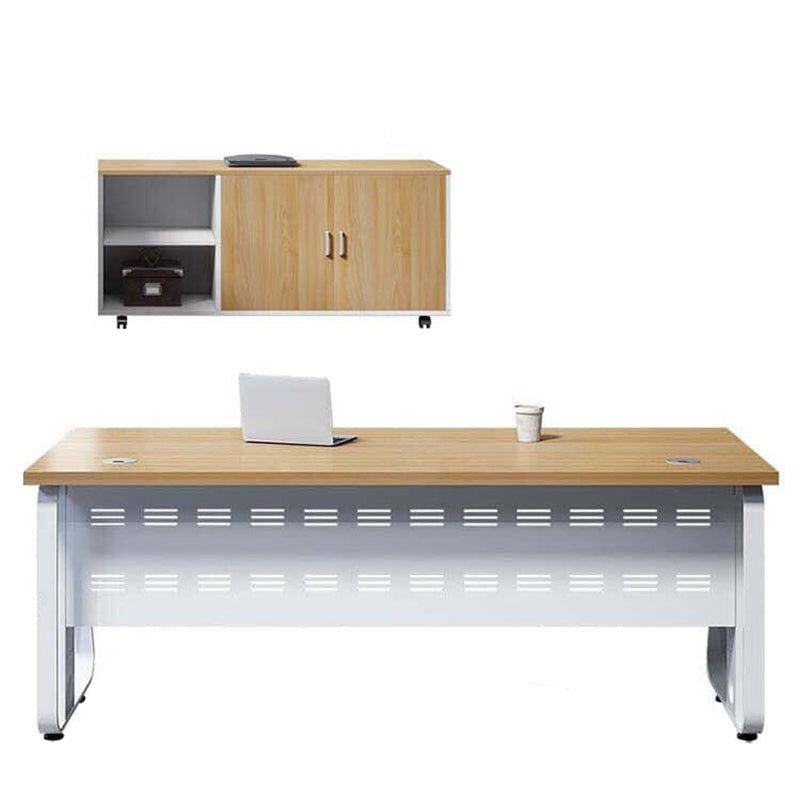 Furnavo Wood-Style Minimalist Executive Desk – Manager Office Workstation