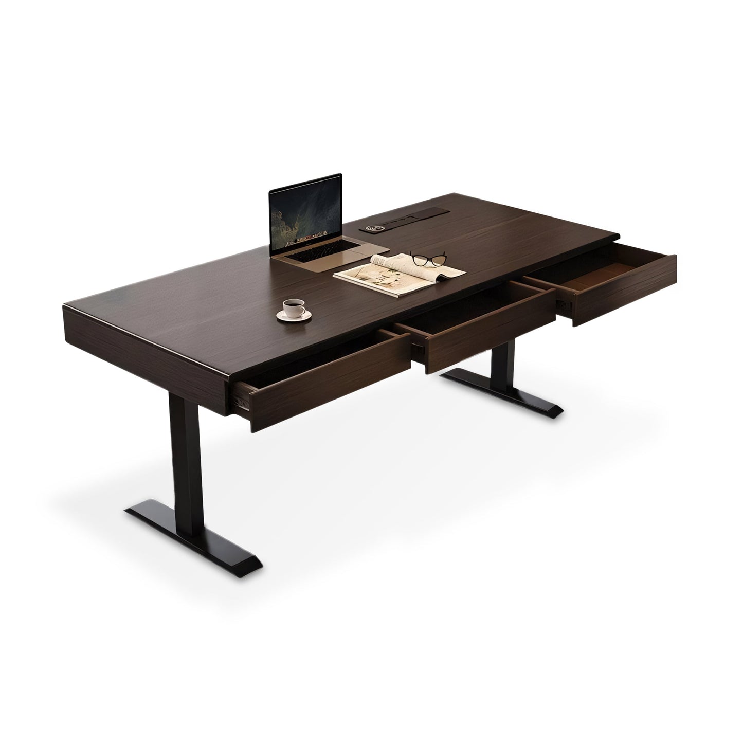 Furnavo Modern Light Luxury Smoked Wood Smart Electric Height Adjustable Desk