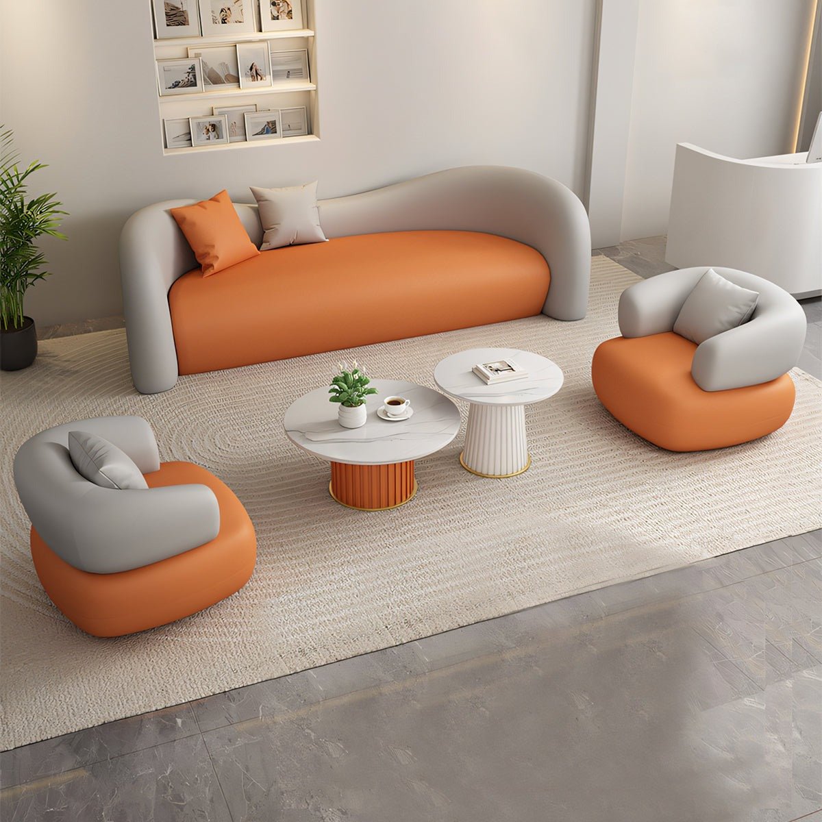 Furnavo Curved Lounge Sofa Set for Reception Areas
